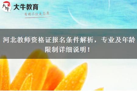 河北教师资格证报名条件解析，专业及年龄限制详细说明！