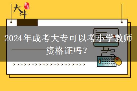 2024年成考大专可以考小学教师资格证吗？