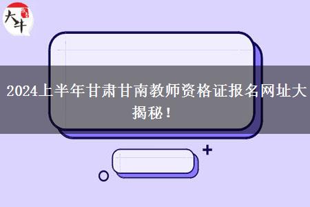 2024上半年甘肃甘南教师资格证报名网址大揭秘！