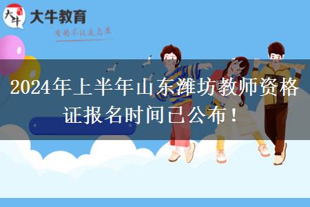 2024年上半年山东潍坊教师资格证报名时间已公布！