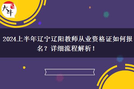 2024上半年辽宁辽阳教师从业资格证如何报名？详细流程解析！