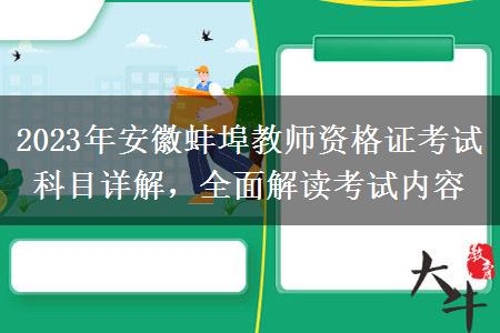 2023年安徽蚌埠教师资格证考试科目详解，全面解读考试内容