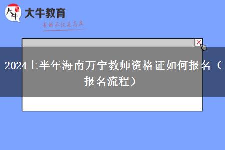 2024上半年海南万宁教师资格证如何报名（报名流程）