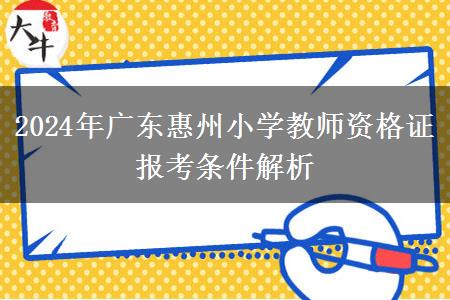 2024年广东惠州小学教师资格证报考条件解析