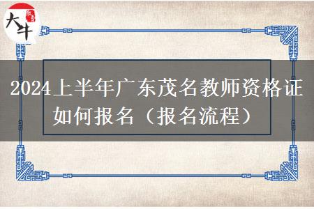 2024上半年广东茂名教师资格证如何报名（报名流程）