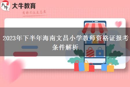 2023年下半年海南文昌小学教师资格证报考条件解析