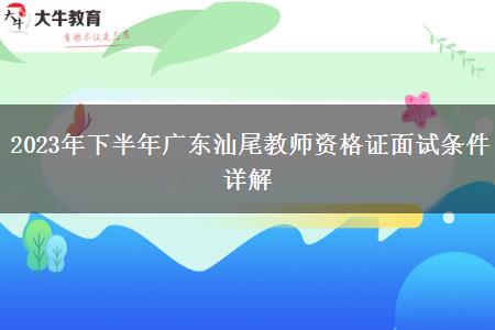 2023年下半年广东汕尾教师资格证面试条件详解