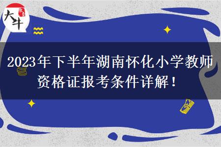 2023年下半年湖南怀化小学教师资格证报考条件详解！