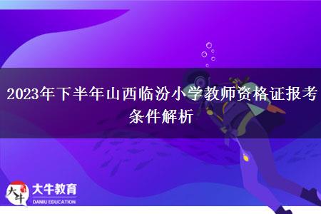 2023年下半年山西临汾小学教师资格证报考条件解析