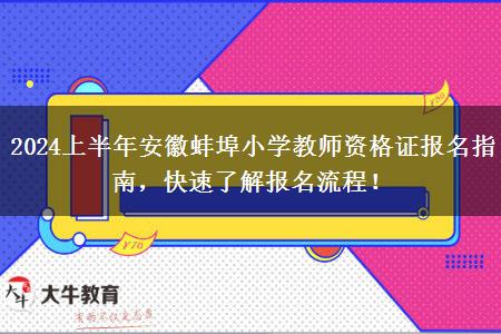 2024上半年安徽蚌埠小学教师资格证报名指南，快速了解报名流程！