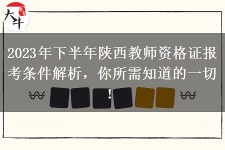 2023年下半年陕西教师资格证报考条件解析，你所需知道的一切！