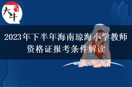 2023年下半年海南琼海小学教师资格证报考条件解读