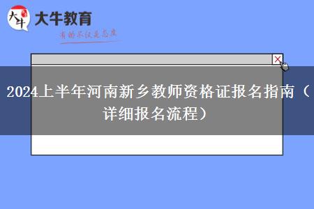 2024上半年河南新乡教师资格证报名指南（详细报名流程）