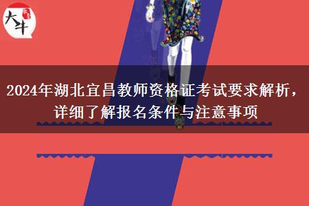 2024年湖北宜昌教师资格证考试要求解析，详细了解报名条件与注意事项