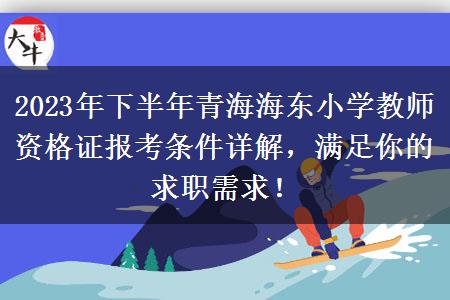 2023年下半年青海海东小学教师资格证报考条件详解，满足你的求职需求！