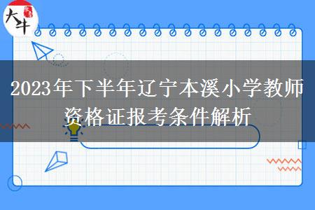 2023年下半年辽宁本溪小学教师资格证报考条件解析