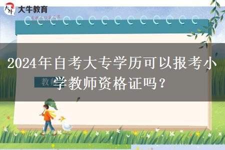 2024年自考大专学历可以报考小学教师资格证吗？