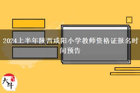 2024上半年陕西咸阳小学教师资格证报名时间预告