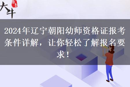 2024年辽宁朝阳幼师资格证报考条件详解，让你轻松了解报名要求！