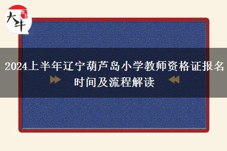 2024上半年辽宁葫芦岛小学教师资格证报名时间及流程解读