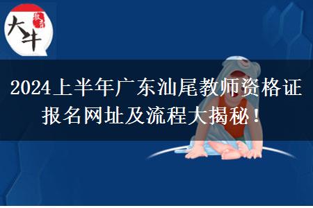 2024上半年广东汕尾教师资格证报名网址及流程大揭秘！