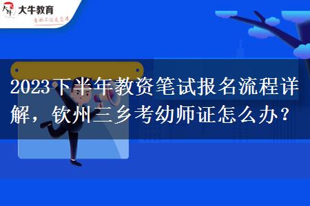 2023下半年教资笔试报名流程详解，钦州三乡考幼师证怎么办？