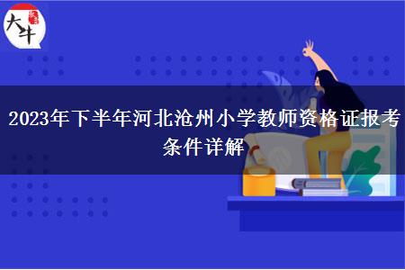 2023年下半年河北沧州小学教师资格证报考条件详解