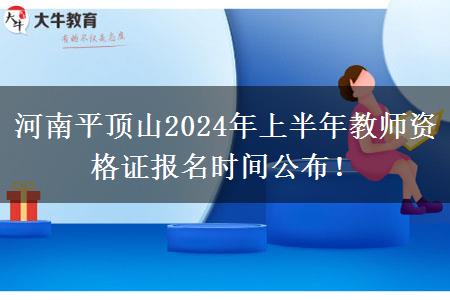 河南平顶山2024年上半年教师资格证报名时间公布！