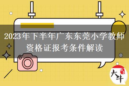 2023年下半年广东东莞小学教师资格证报考条件解读