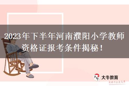 2023年下半年河南濮阳小学教师资格证报考条件揭秘！