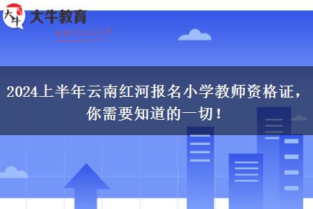 2024上半年云南红河报名小学教师资格证，你需要知道的一切！