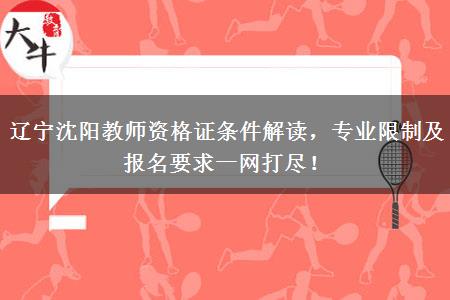 辽宁沈阳教师资格证条件解读，专业限制及报名要求一网打尽！