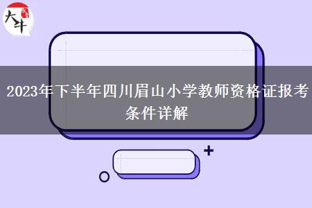 2023年下半年四川眉山小学教师资格证报考条件详解