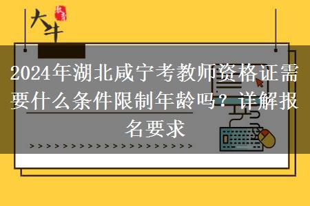 2024年湖北咸宁考教师资格证需要什么条件限制年龄吗？详解报名要求