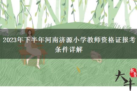 2023年下半年河南济源小学教师资格证报考条件详解