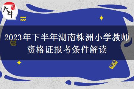 2023年下半年湖南株洲小学教师资格证报考条件解读