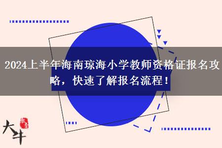 2024上半年海南琼海小学教师资格证报名攻略，快速了解报名流程！