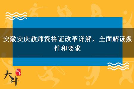 安徽安庆教师资格证改革详解，全面解读条件和要求