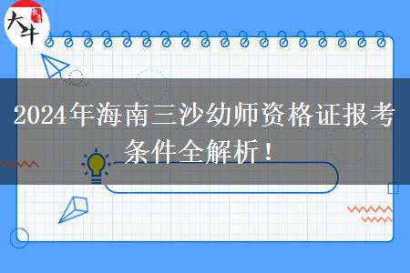 2024年海南三沙幼师资格证报考条件全解析！