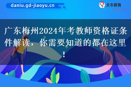 广东梅州2024年考教师资格证条件解读，你需要知道的都在这里！