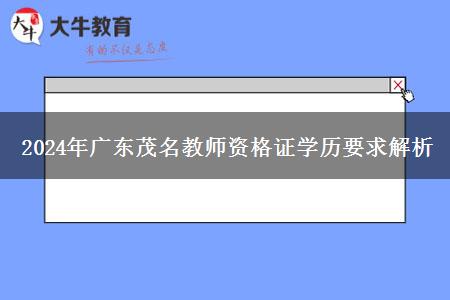 2024年广东茂名教师资格证学历要求解析