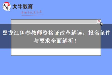 黑龙江伊春教师资格证改革解读，报名条件与要求全面解析！