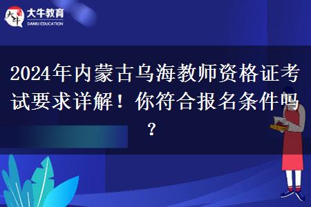 2024年内蒙古乌海教师资格证考试要求详解！你符合报名条件吗？