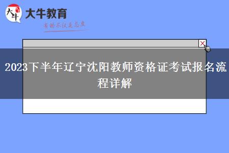 2023下半年辽宁沈阳教师资格证考试报名流程详解