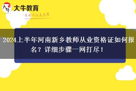 2024上半年河南新乡教师从业资格证如何报名？详细步骤一网打尽！