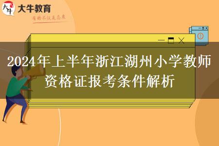 2024年上半年浙江湖州小学教师资格证报考条件解析