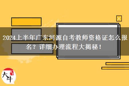 2024上半年广东河源自考教师资格证怎么报名？详细办理流程大揭秘！