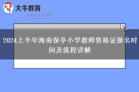 2024上半年海南保亭小学教师资格证报名时间及流程详解