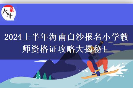 2024上半年海南白沙报名小学教师资格证攻略大揭秘！