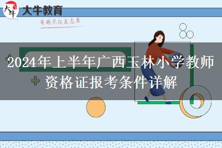 2024年上半年广西玉林小学教师资格证报考条件详解